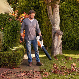 Stihl blower clearing leaves