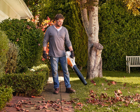 Stihl blower clearing leaves